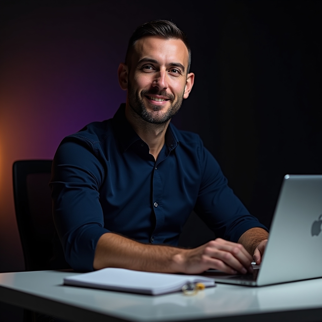Persoană pregătită să participe la un webinar educațional